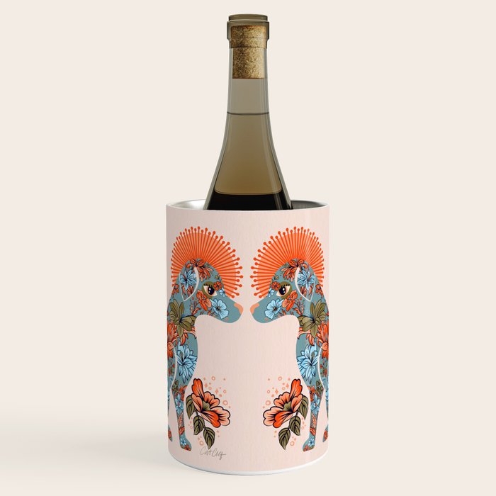 Porcelain Floral Dog - Blue & Coral Wine Chiller Gallery Image 1