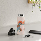 Porcelain Floral Dog - Blue & Coral Water Bottle Gallery Image 4