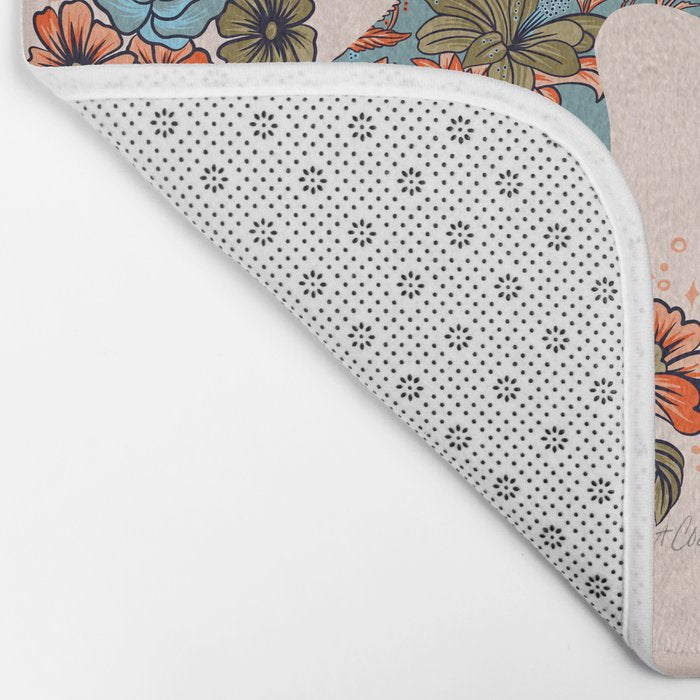 Porcelain Floral Dog - Blue & Coral Bath Mat Gallery Image 2