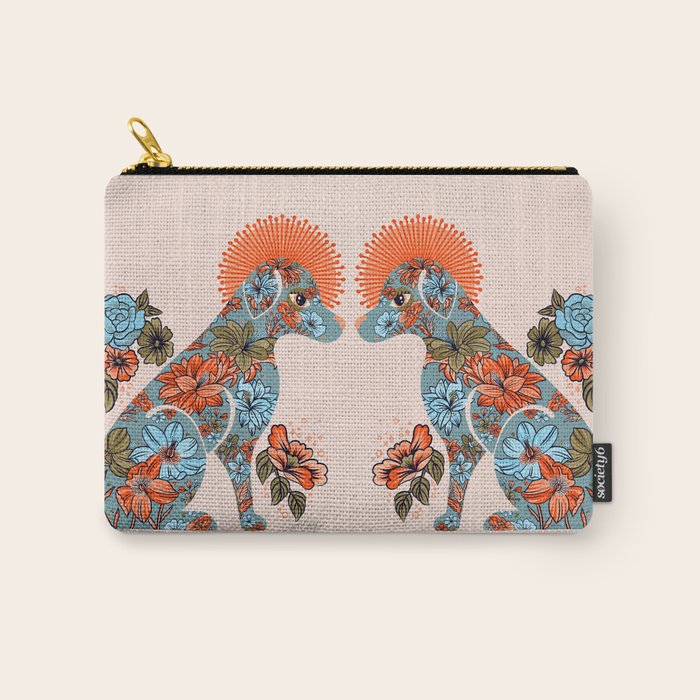 Porcelain Floral Dog - Blue & Coral Carry All Pouch Gallery Image 1