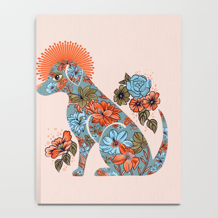 Porcelain Floral Dog - Blue & Coral Notebook Gallery Image 4