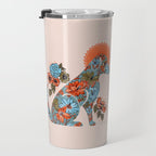 Porcelain Floral Dog - Blue & Coral Travel Mug Gallery Image 3