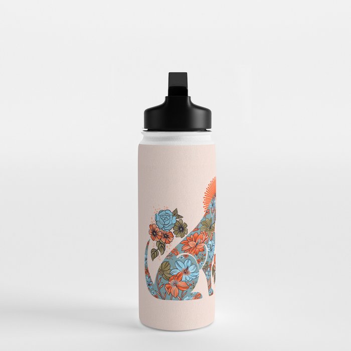 Porcelain Floral Dog - Blue & Coral Water Bottle Gallery Image 3