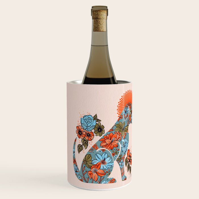 Porcelain Floral Dog - Blue & Coral Wine Chiller Gallery Image 2