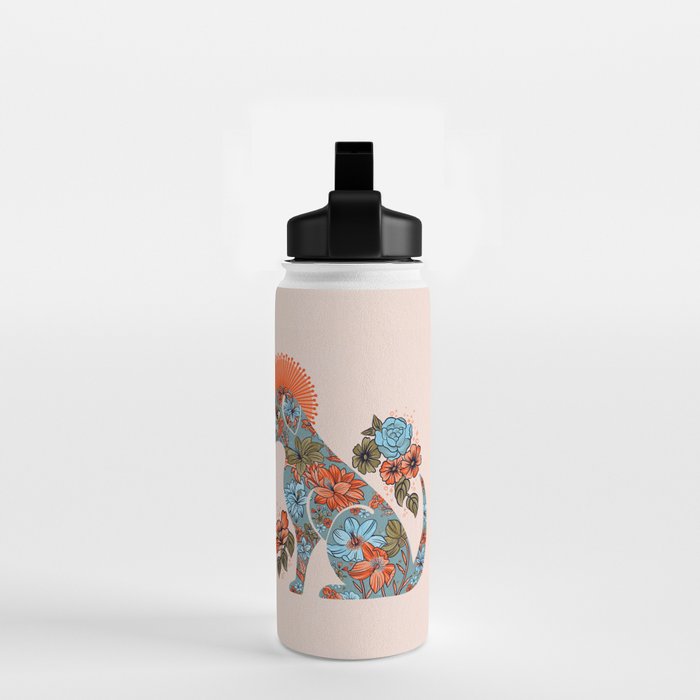 Porcelain Floral Dog - Blue & Coral Water Bottle Gallery Image 2