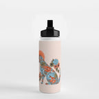 Porcelain Floral Dog - Blue & Coral Water Bottle Gallery Image 2