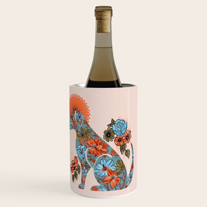 Porcelain Floral Dog - Blue & Coral Wine Chiller Gallery Image 3