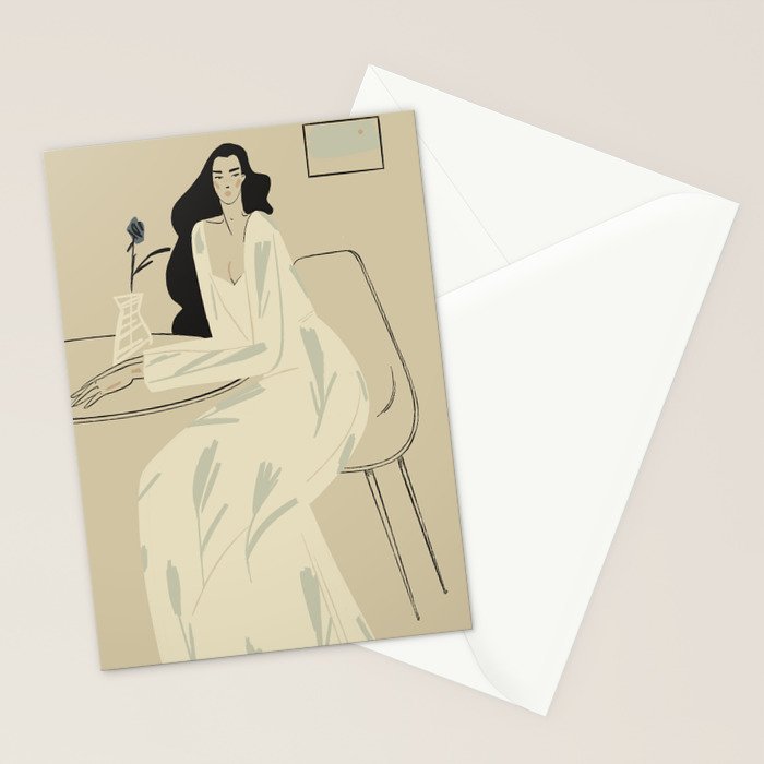 two girls with a flower Stationery Card Gallery Image 2