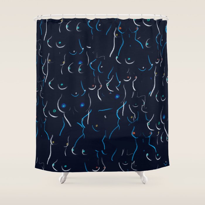 Breasts in Night Shower Curtain Gallery Image 1