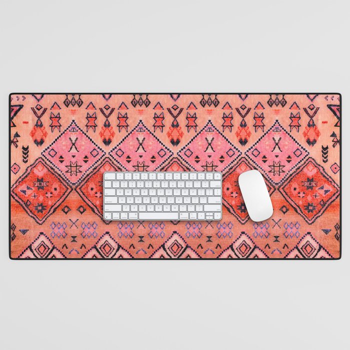 Bohemian Berber Orange Handmade Moroccan Fabric Texture Desk Mat Gallery Image 1