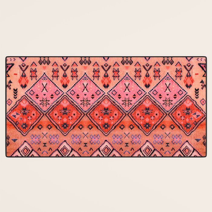 Bohemian Berber Orange Handmade Moroccan Fabric Texture Desk Mat Gallery Image 3