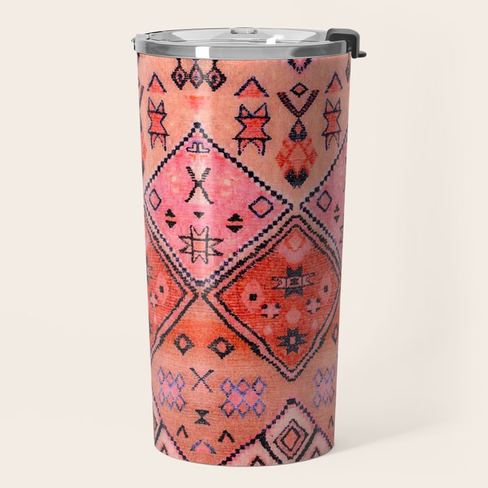 Bohemian Berber Orange Handmade Moroccan Fabric Texture Travel Mug Gallery Image 2