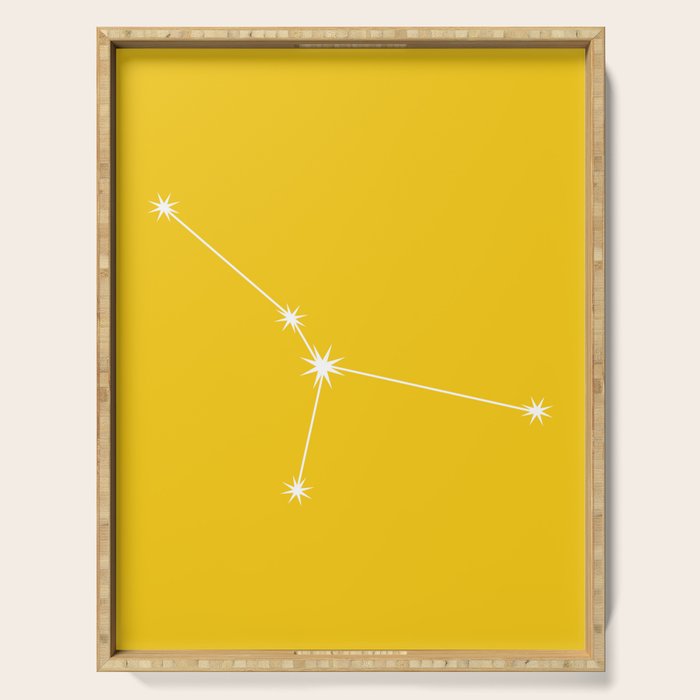 Cancer Zodiac Star Constellation Line Art Bright Yellow Serving Tray Gallery Image 1
