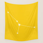 Cancer Zodiac Star Constellation Line Art Bright Yellow Wall Tapestry Gallery Image 4