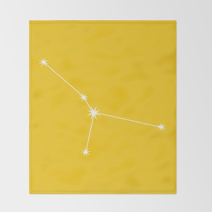 Cancer Zodiac Star Constellation Line Art Bright Yellow Throw Blanket Gallery Image 2