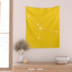 Cancer Zodiac Star Constellation Line Art Bright Yellow Wall Tapestry Gallery Image 2