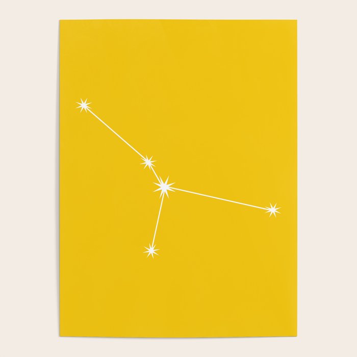 Cancer Zodiac Star Constellation Line Art Bright Yellow Poster Gallery Image 4