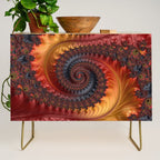 Feathery Flow - Red Fractal Art Credenza Gallery Image 1