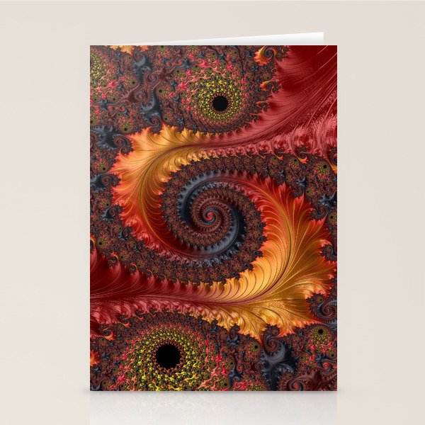 Feathery Flow - Red Fractal Art Stationery Card Gallery Image 2