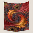 Feathery Flow - Red Fractal Art Wall Tapestry Gallery Image 4
