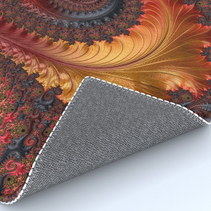 Feathery Flow - Red Fractal Art Rug Gallery Image 4