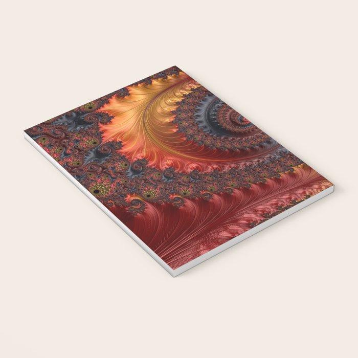 Feathery Flow - Red Fractal Art Notebook Gallery Image 3