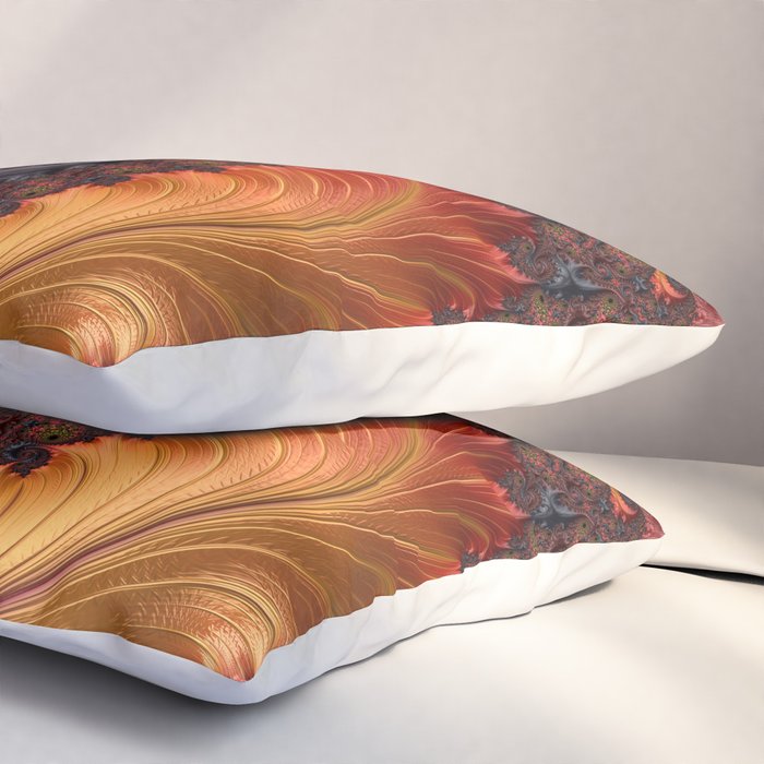 Feathery Flow - Red Fractal Art Pillow Sham Gallery Image 3