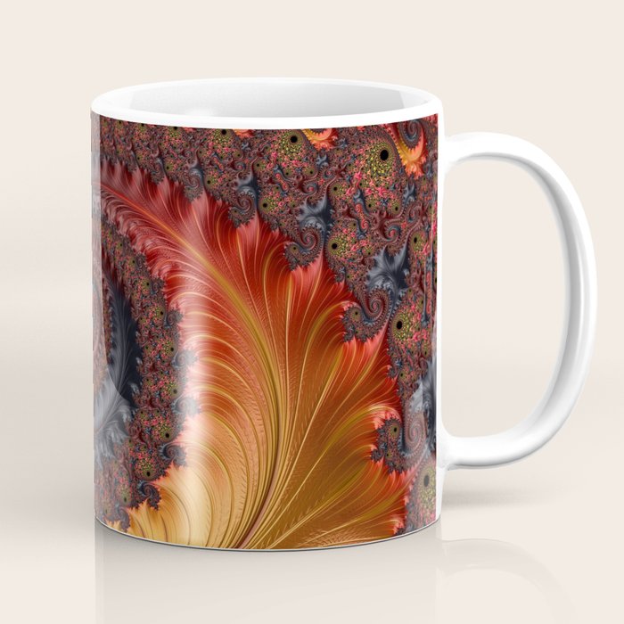 Feathery Flow - Red Fractal Art Coffee Mug Gallery Image 1