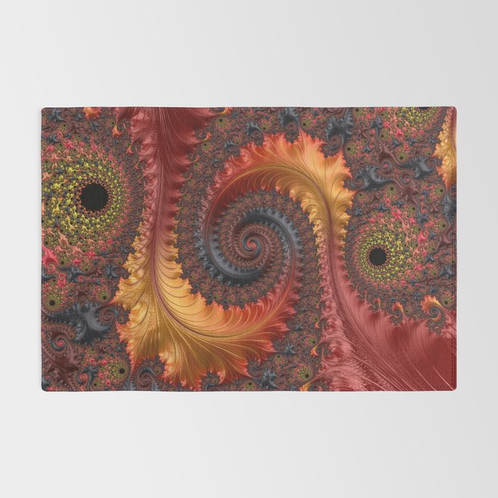 Feathery Flow - Red Fractal Art Rug Gallery Image 2