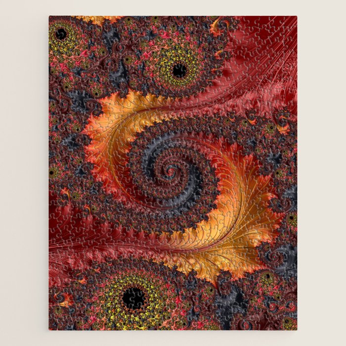 Feathery Flow - Red Fractal Art Jigsaw Puzzle Gallery Image 1
