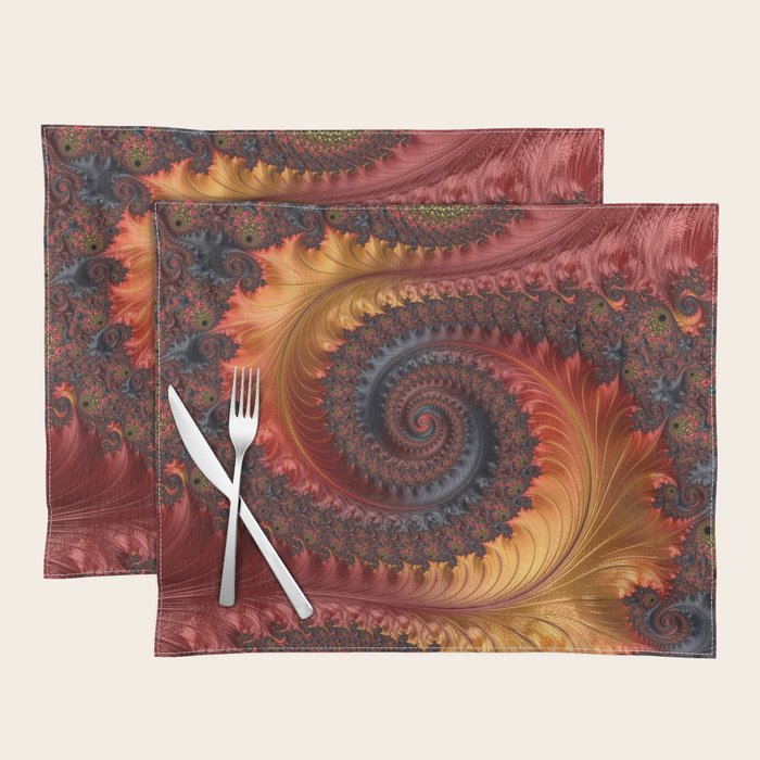 Feathery Flow - Red Fractal Art Placemat Gallery Image 1