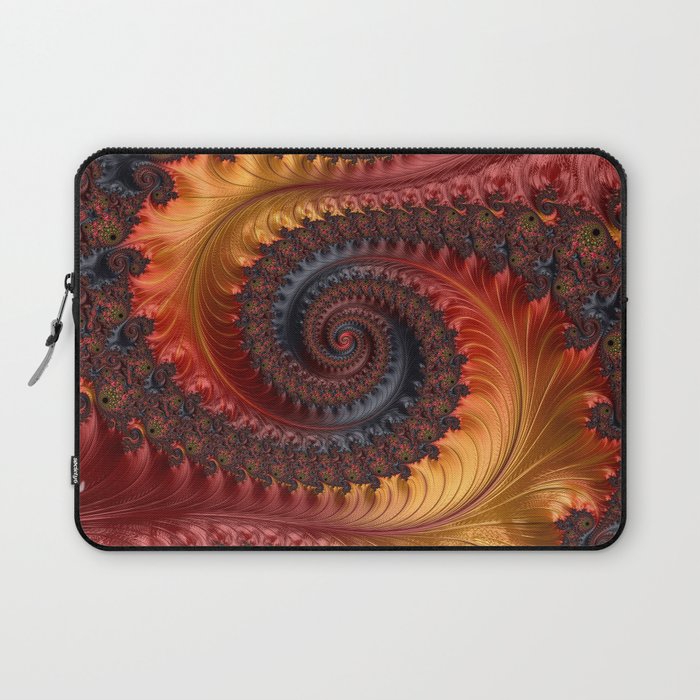 Feathery Flow - Red Fractal Art Laptop Sleeve Gallery Image 1