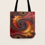 Feathery Flow - Red Fractal Art Tote Bag Gallery Image 1