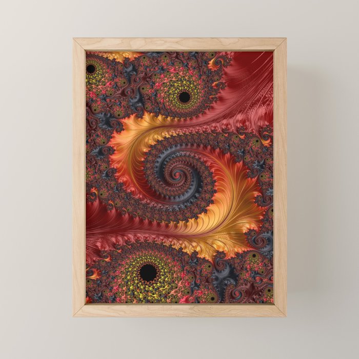 Feathery Flow - Red Fractal Art Mini Art Print Gallery Image 1