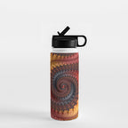 Feathery Flow - Red Fractal Art Water Bottle Gallery Image 1