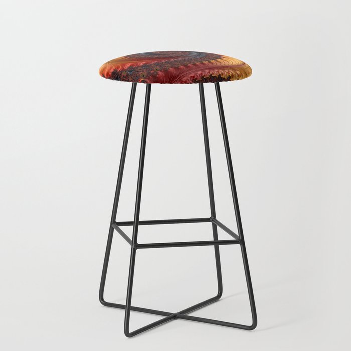 Feathery Flow - Red Fractal Art Stool Gallery Image 1