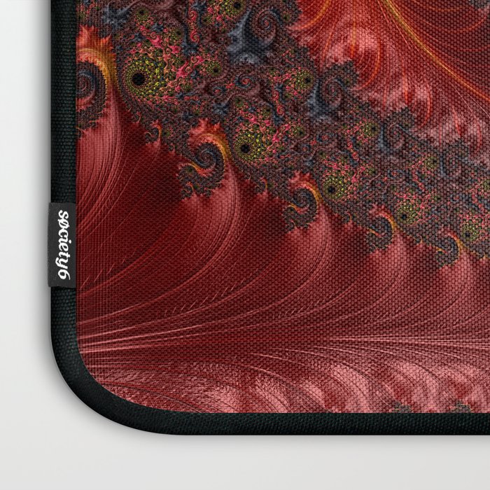 Feathery Flow - Red Fractal Art Laptop Sleeve Gallery Image 3