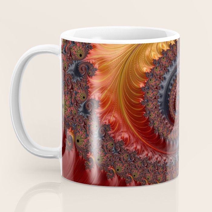 Feathery Flow - Red Fractal Art Coffee Mug Gallery Image 3
