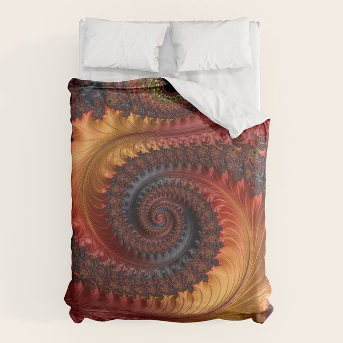 Feathery Flow - Red Fractal Art Duvet Cover Gallery Image 6