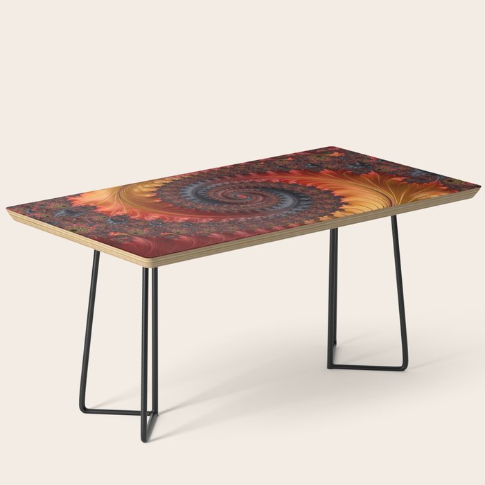 Feathery Flow - Red Fractal Art Coffee Table Gallery Image 1