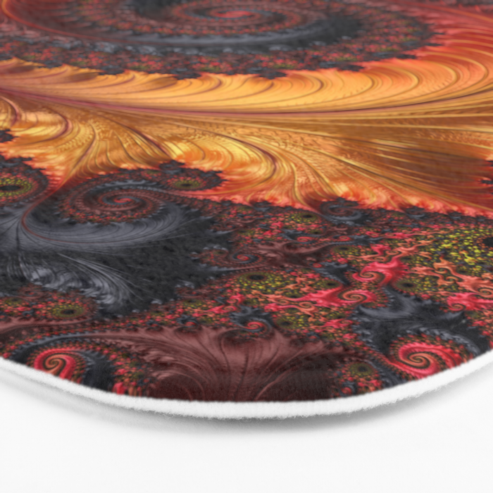 Feathery Flow - Red Fractal Art Bath Mat Gallery Image 3