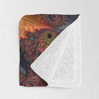 Feathery Flow - Red Fractal Art Throw Blanket Gallery Image 3
