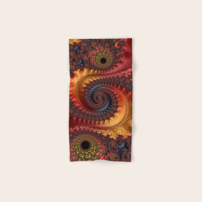 Feathery Flow - Red Fractal Art Bath Towel Gallery Image 1