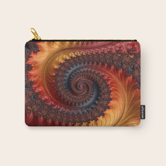 Feathery Flow - Red Fractal Art Carry All Pouch Gallery Image 1
