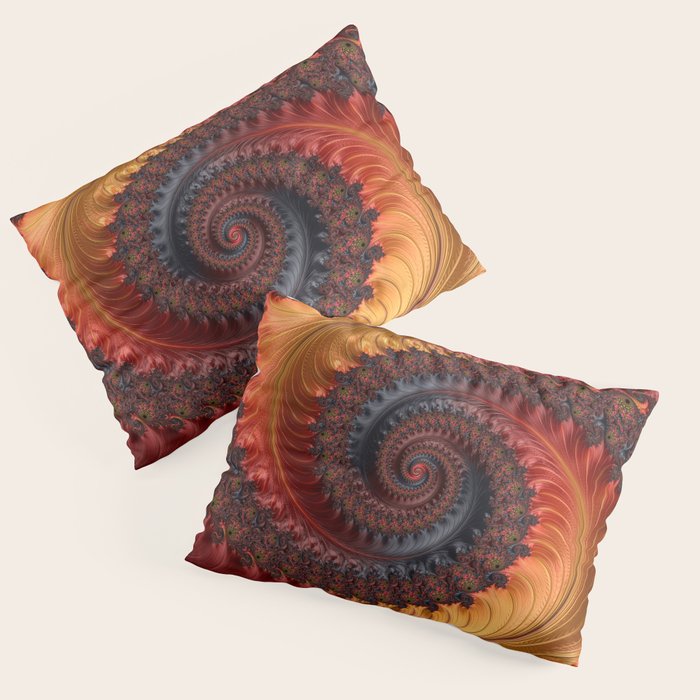 Feathery Flow - Red Fractal Art Pillow Sham Gallery Image 3