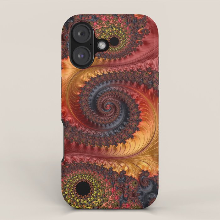 Feathery Flow - Red Fractal Art iPhone Case Gallery Image 1