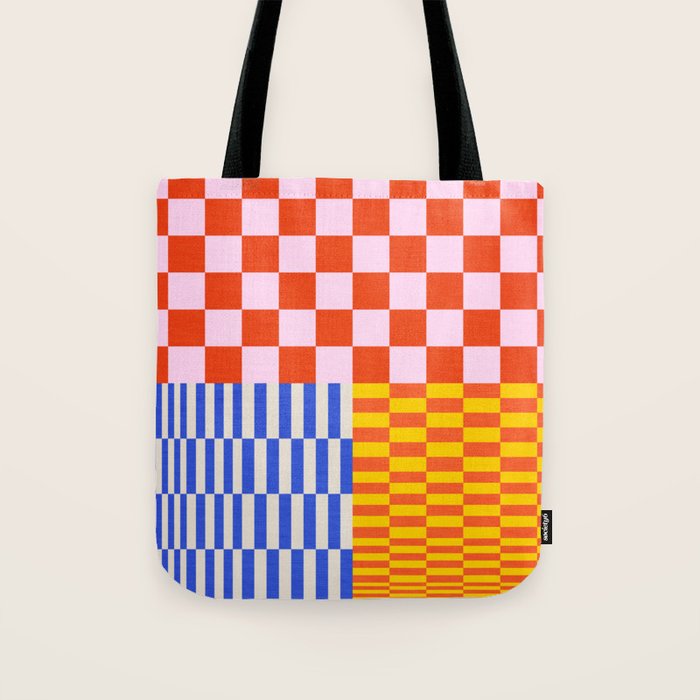 Retro Checkerboard Collage 03 Tote Bag Gallery Image 1