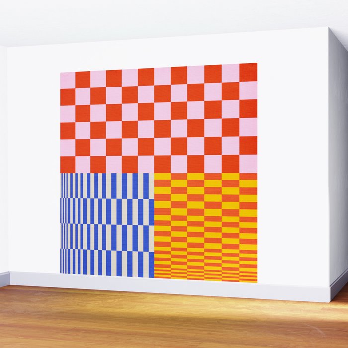 Retro Checkerboard Collage 03 Wall Mural Gallery Image 2