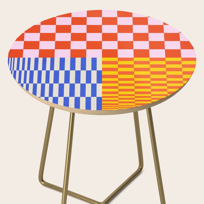 Retro Checkerboard Collage 03 Side Table Gallery Image 2