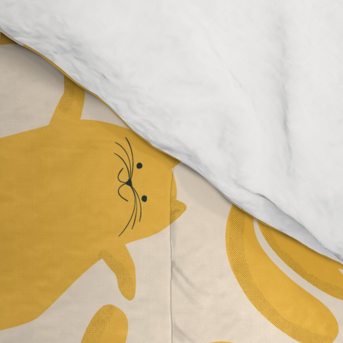 Yellow Silly Cats Pattern Comforter Gallery Image 4